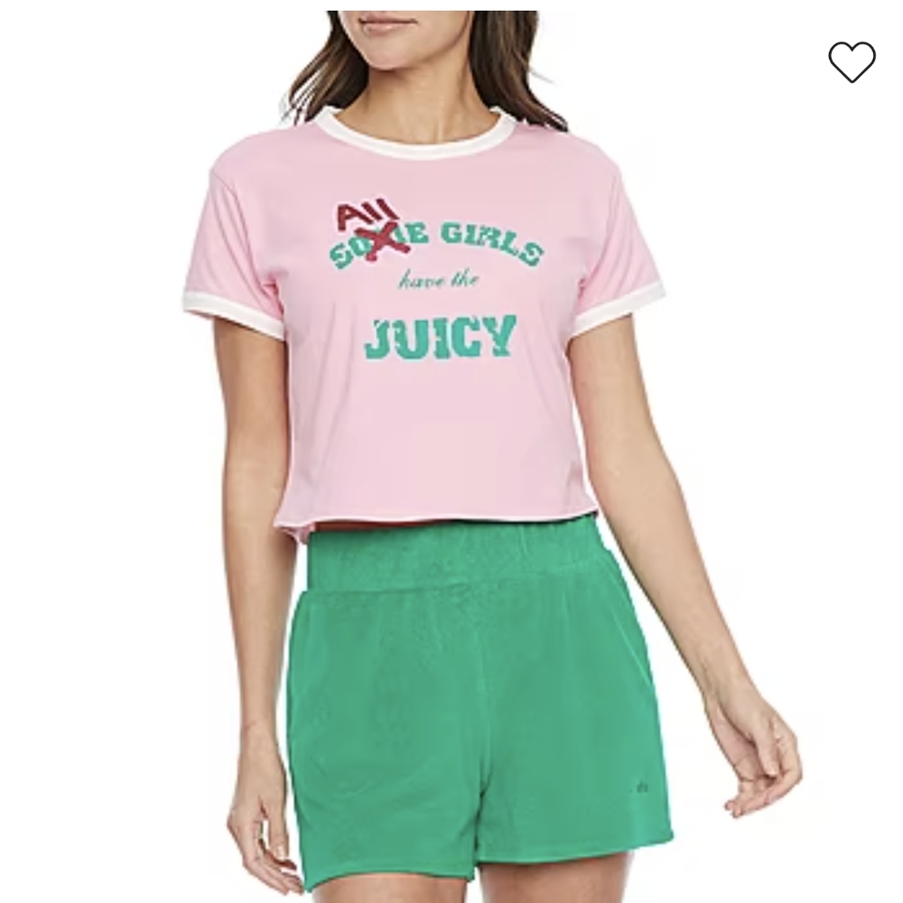 Juicy By Juicy Couture Ringer Womens Crew Neck Short Sleeve T-Shirt